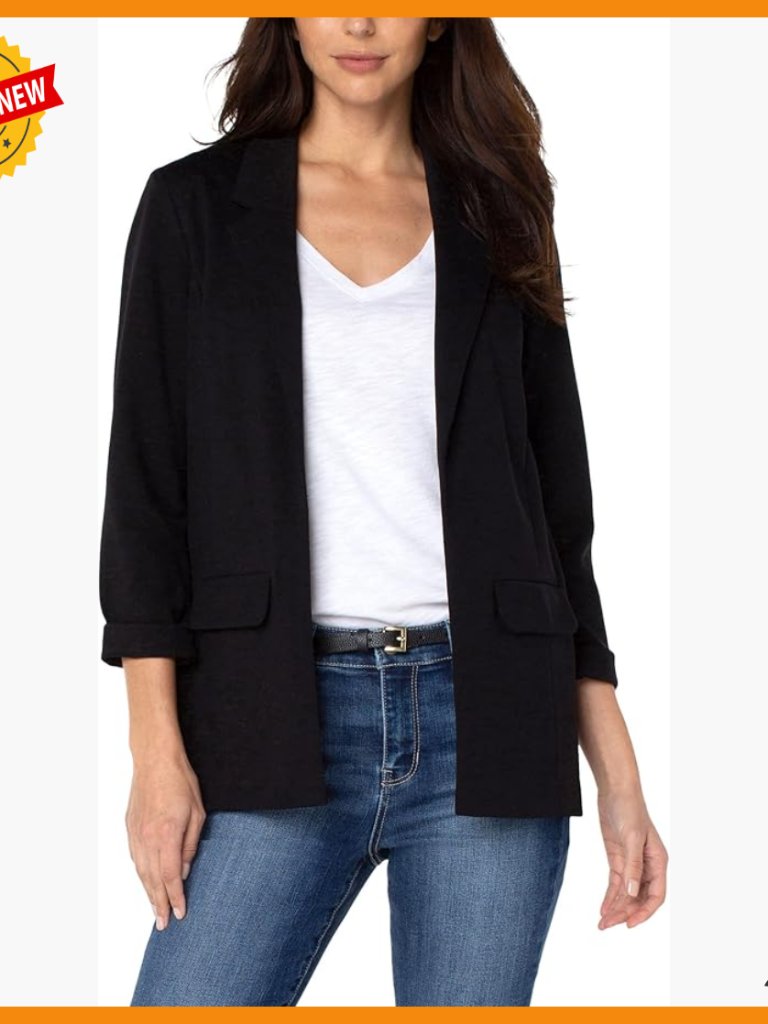 Petite Boyfriend Blazer With Princess Darts, Stretch Ponte Fabric